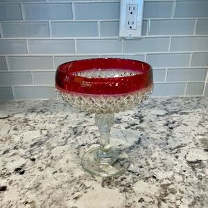 Vintage Indiana Glass Diamond Point Pedestal Candy Dish